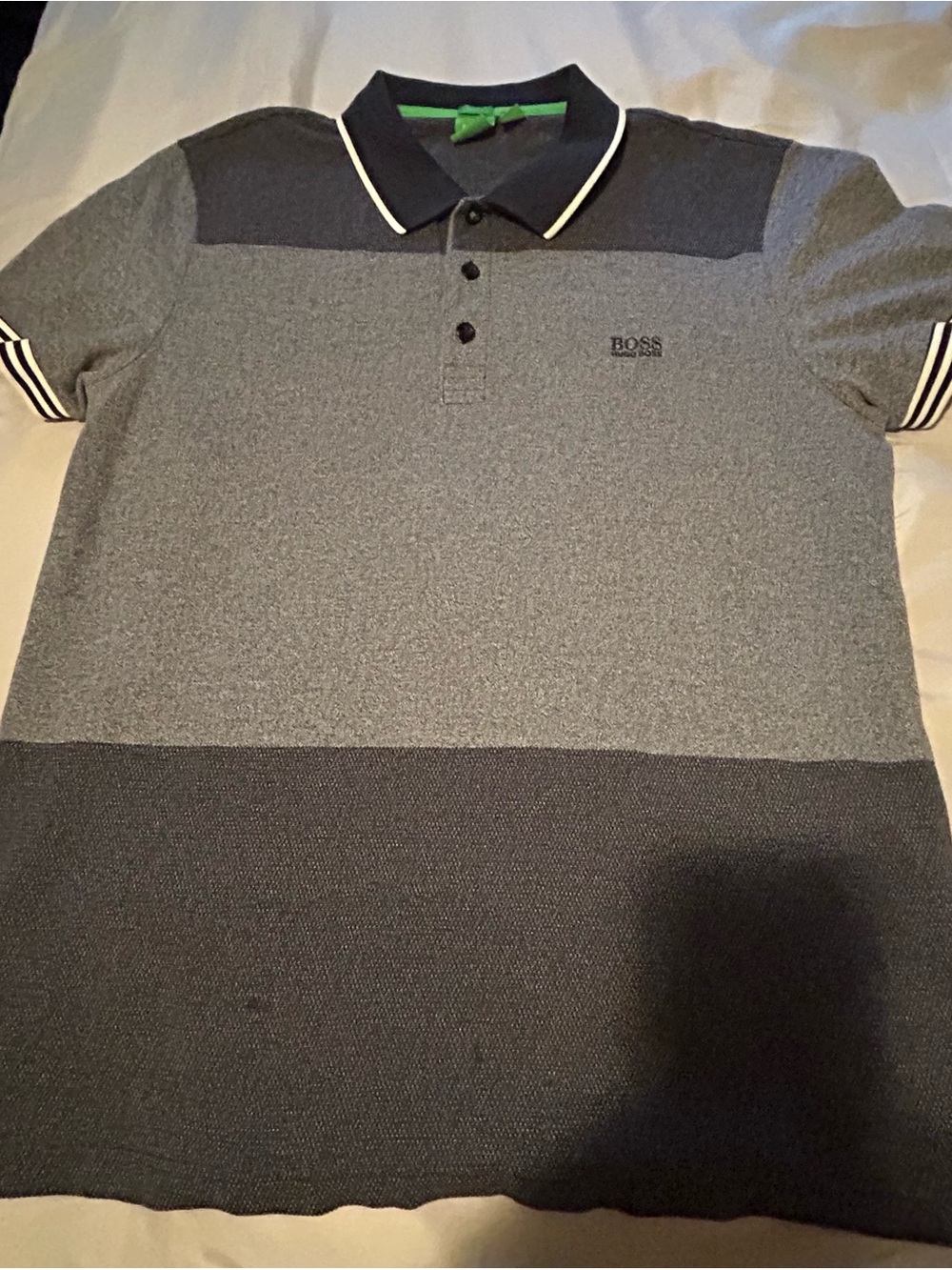 BOSS Boy’s Grey and Black Block Polo with Contrast Collar